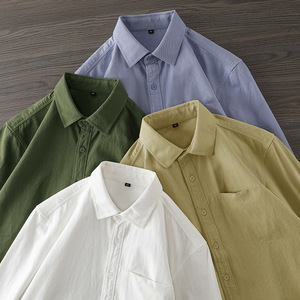 <span class=keywords><strong>Camicia</strong></span> a Maniche Lunghe in Cotone Pesante 220g all'Ingrosso, <span class=keywords><strong>Camicia</strong></span> Casual <span class=keywords><strong>Bianca</strong></span> con Colletto per Uomo, <span class=keywords><strong>Giacca</strong></span> Taglie Forti - Product Image 1
