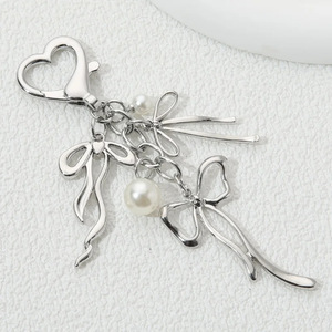 Korean Y2K Sweet Butterfly Ribbon Bow Pearl Keychain Heart Aesthetic <b>Key</b> <b>Chain</b> <b>Holder</b> for Women Bag Charms Pendant Accessories - Product Image 4