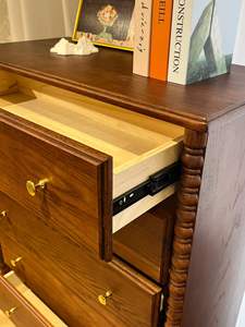 Mid-century 5-Drawer Chest Solid Ash Wood Construction Column <b>Leg</b> Fully Assembled Modern <b>Sideboard</b> Living Room Home - Product Image 3