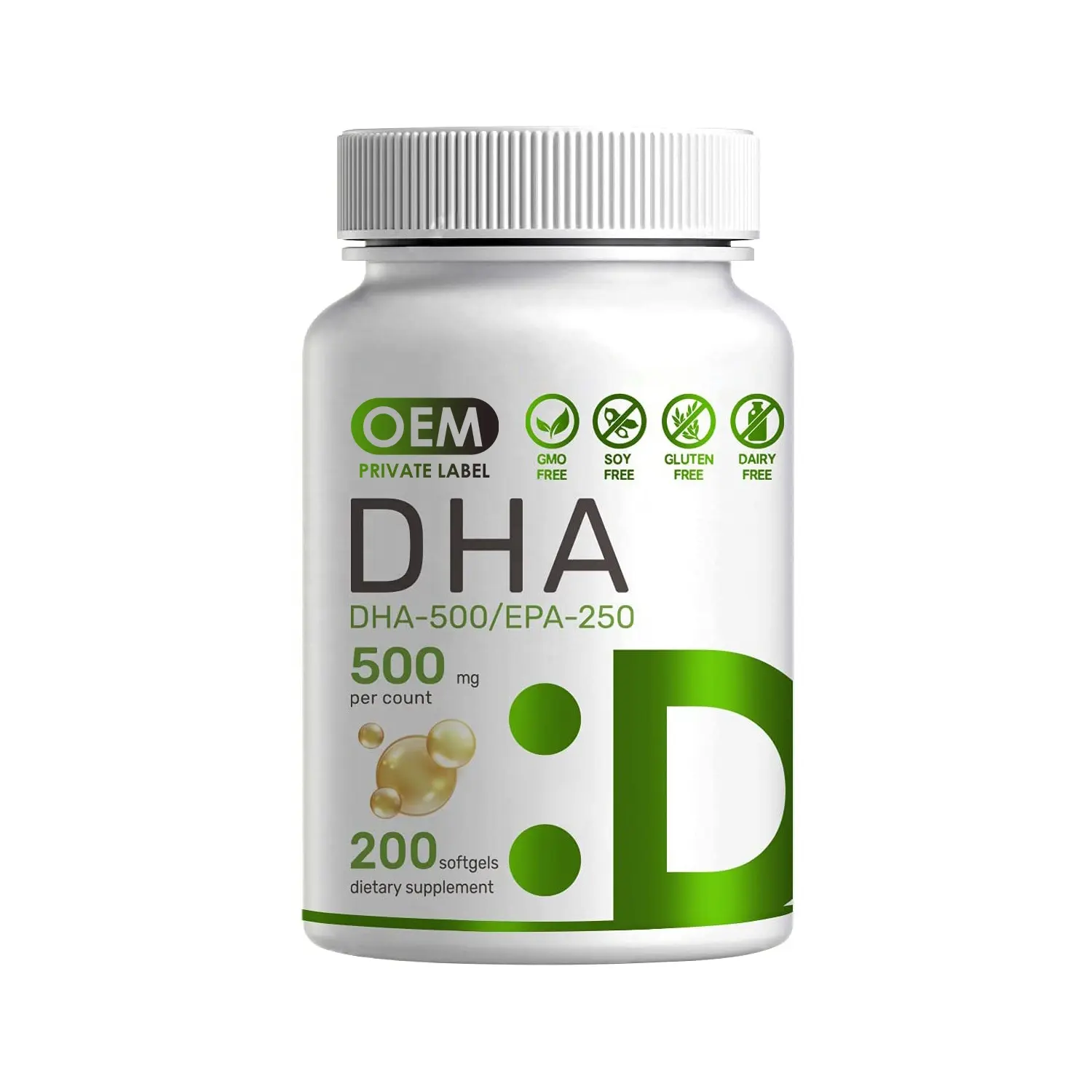 Bổ sung Vitamin DHA viên nang mềm hương vị chanh DHA 1000mg + Epa 500mg dầu cá Omega-3, hỗ trợ miễn phí thủy ngân cho sức khỏe não bộ