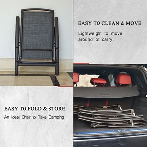 Sillas de Patio Reclinables con Marco de Aluminio, Respaldo Alto Ajustable, Silla Plegable para Jardín Exterior, Tela de Poliéster, Estilo Contemporáneo - Product Image 5