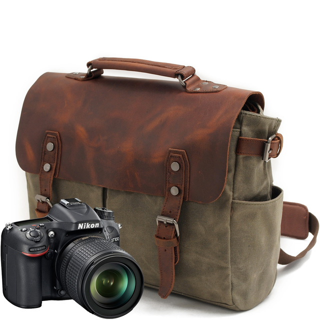T 16960ND DSRL Vintage Style Digital Video Camera Bag Canvas with Zipper Closure Water Resistant Feature Removeable Padding Box