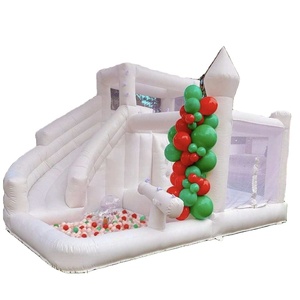 Maison gonflable commerciale de rebond de PVC avec la glissière, château blanc de pullover d'explosion de piscine de cercueil - Product Image 1