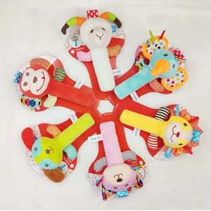 Dessin animé Animal main cloche bébé O-<span class=keywords><strong>1</strong></span> ans poignée style <span class=keywords><strong>hochet</strong></span> pour apaiser bébé jouets en peluche animal Babyhand secouer bâton jouet - Product Image 2