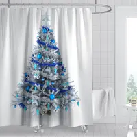 עצי חג המולד מודפס לאמבטיה רחצה מסך עם אנטי להחליק מחצלת שטיח מחיצת אסלה 3D פסטיבל דקור