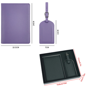 Set Porta Passaporto e Etichetta Bagaglio in <span class=keywords><strong>Pelle</strong></span>, Portafoglio da Viaggio con Etichetta per Valigia, Accessori da Viaggio per Uomo e Donna - Product Image 3