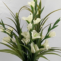 Künstliche Gladiolen Weiße Langstielige PE-Blumen für Zuhause, Hochzeit, Abschlussfeier, Ostern, Garten, Tischvase, Arrangement, Immergrün