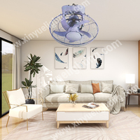 Ventilateur de Plafond Solaire FS-598 16 Pouces 15W avec Chargeur Adaptateur 12.6V2A et Boîtier Interrupteur à Bouton 3 Vitesses Silencieux à Large Angle de Diffusion d'Air