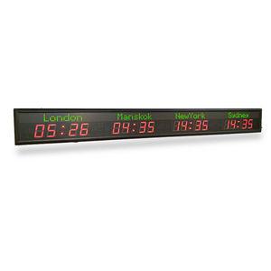 [Honghao] Reloj de pantalla Digital Led de tiempo de ciudad montado en la pared personalizable Reloj de zona horaria digital de zona horaria múltiple mundial - Product Image 4
