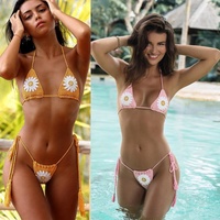 Maillot de bain personnalisé Daisy, maillot de bain sexy fait main au crochet, ensemble de bikinis fleuris, micro bikini, maillot de bain fitness