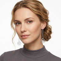 Anting Perak Sterling EX08 925 Model Lingkaran, Anting Benang Perak Modis, Perhiasan Wanita Grosir