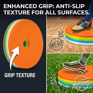 Conos Planos Flexibles Antideslizantes con Diseño de Orificio Central, Multicolores, Marcadores de Campo de 6 Pulgadas para Entrenamiento de Fútbol - Product Image 4