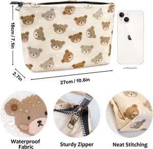 Cute Makeup Bag Aesthetic Cosmetic Bags Women Girls Travel for Bag Large Capacity Zipper Waterproof Lightweight - Product Image 3