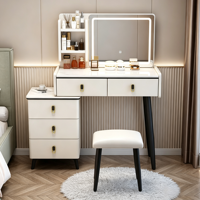 Meuble-lavabo en bois d'ingénierie, directement de l'usine ; Modèle blanc avec éclairage LED et miroir, idéal pour les dressing intégrés