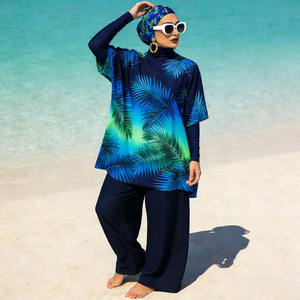 Burkini de manga larga para niñas y mujeres, traje de baño islámico modesto con hiyab, traje de baño de cobertura completa para piscina. - Product Image 2