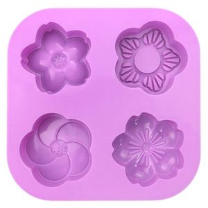 Moule en silicone écologique à 4 cavités pour la fabrication de gâteaux, bougies, résine et savon, formes personnalisées variées (fleurs), échantillon gratuit, OEM ODM - Product Image 3