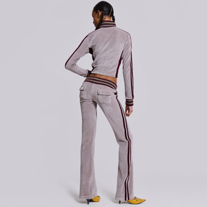 Nhà Sản Xuất Phụ Nữ Tùy Chỉnh Cắt Nhung Velour Tracksuit 2 Mảnh Zip Hoodie Bùng Jogger Quần Sweatsuit Phù Hợp Với Thiết Lập Phụ Nữ - Product Image 4