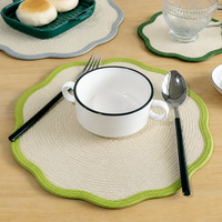 Set de table en nylon tressé, résistant à la chaleur, anti-graisse, facile à nettoyer, non absorbant, design Art Déco, pour salle à manger et cuisine, fait main