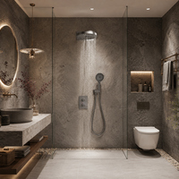 Systèmes de douche encastrés en laiton brossé et chrome pour salle de bain