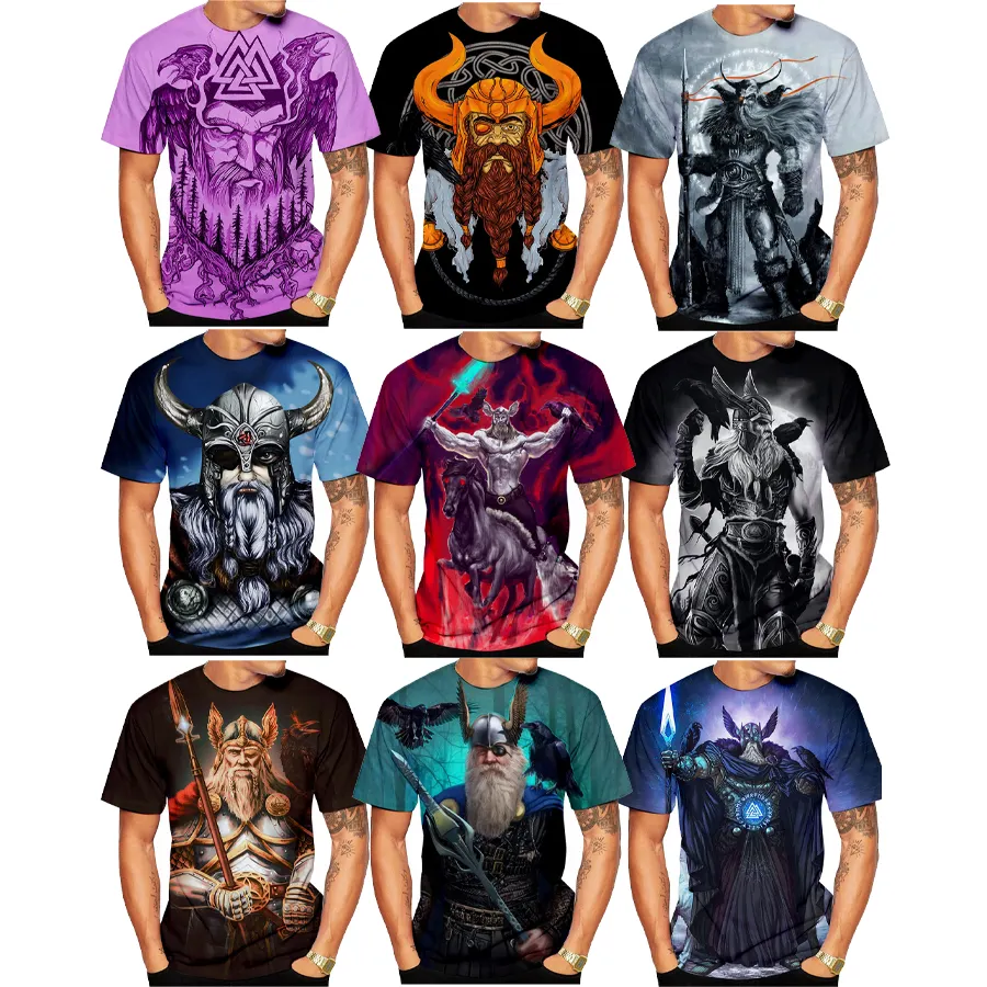 God of Odin 3D Digital Printing Shirt for Men's and Kid's 2022 Newest Unisex Custom All Over Print OEM and ODM Tops