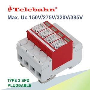 Telebahn 275V 320V 385V AC bảo vệ tăng 20ka 40kA T2 4P kema 3 giai đoạn TN-S SPD parafoudre bảo vệ Contra sobretensiones - Product Image 4