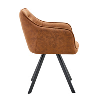 Fauteuil de salle à manger pivotant vintage en cuir microfibre, chaise d'appoint rembourrée, base en métal noir en forme d'araignée, approvisionnement commercial en gros
