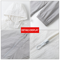 Veste coupe-vent unisexe personnalisée en gros, légère, respirante, à séchage rapide, protection solaire UPF50+, avec capuche, protection UV