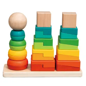 kids wooden toys montessori educational toys wooden colorful shape classification stacking tower