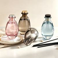 Ensemble de 150 ml de bouteilles en verre rondes, aspect cristal, pour diffuseur d'huiles essentielles, parfumées, pour aromathérapie