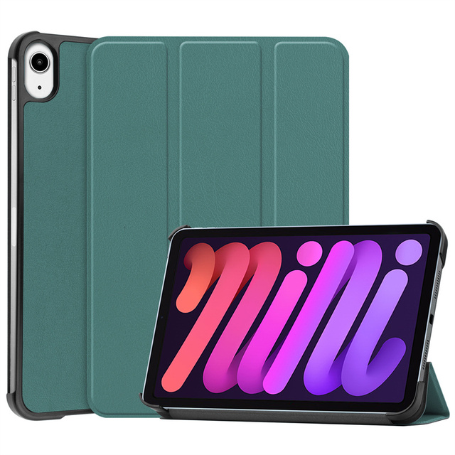 Tablet Smart Caster Case for ipad Mini 7 2024 6 5 4 Mini6 Folio Tri-fold Hard Shell Bracket Holder PU Leather Protective Cover