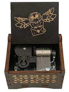 Boîte à musique Souvenir Sankyo Movement Hot <span class=keywords><strong>Harry</strong></span> <span class=keywords><strong>Potter</strong></span> avec gravure laser, petite décoration mignonne en bois noir sur le thème du monde magique - Product Image 6
