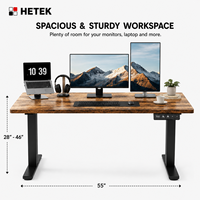 Bureau debout ergonomique moderne en métal et bois, durable, avec hauteur réglable et 2 préréglages de mémoire, idéal pour l'école et l'hôpital