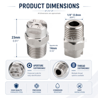 BSPT 1/4" 65 °   Buse à jet plat SS pour le nettoyage des voies routières, systèmes d'humidification industriels et agricoles, suppression de la poussière et brumisation