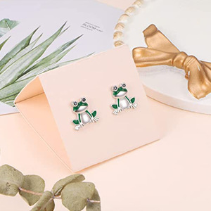 Orecchini a perno con rana astratta, stile coreano, piccoli accessori per l'orecchio a forma di animale, regalo quotidiano per donna - Product Image 6