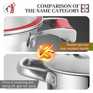 หม้อและกระทะทำอาหารสำหรับครัวขายส่ง หม้อสแตนเลสสำหรับต้มนม หม้อตุ๋นพร้อมด้ามจับแบบผสมผสานสแตนเลสและซิลิโคน - Product Image 4
