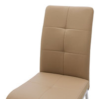 Chaise de salle à manger moderne en similicuir marron bon marché avec pieds en métal chromé