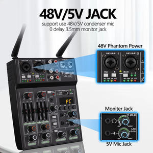 Mezclador de Audio Profesional de Alta Calidad con 2 Micrófonos Inalámbricos para Karaoke, Video e Iluminación - Product Image 2