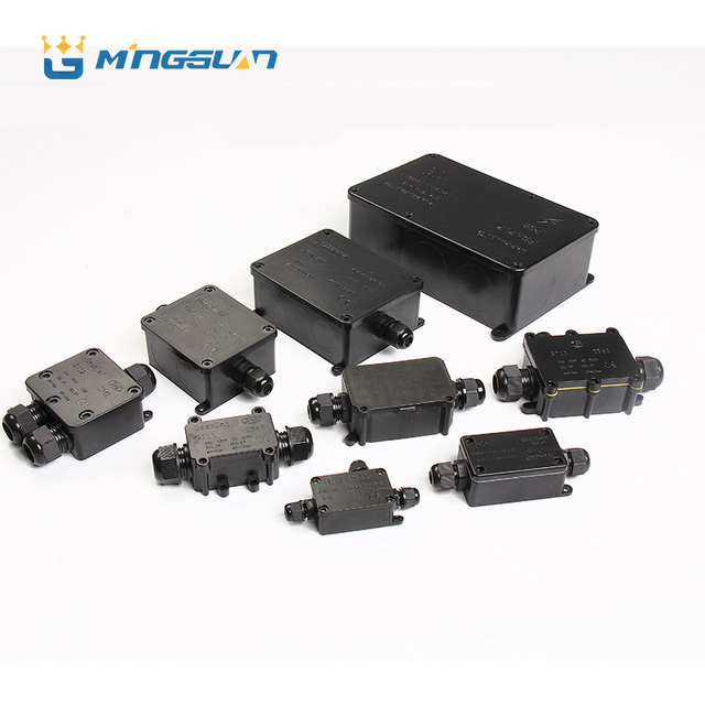 Waterproof Junction Box 3 Way IP66 External Electrical Junction Box Black Outdoor Cable Connector Wire Gland External