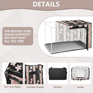 Collapsible Custom Print Hawaii Lei Floral Foldable Under-Bed Storage Baskets Organiser Storage <b>Boxes</b> for <b>Clothes</b> Toy - Product Image 4
