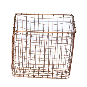 Modern Wall Mounted Iron Metal Copper Plated Magazine Storage Basket Hanging Office <b>File</b> <b>Document</b> Holder Organizer Kitchen - Product Image 1