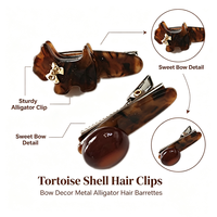 Vente en gros de pinces à cheveux rétro en écaille de tortue, pinces à bec de canard en acrylique marron