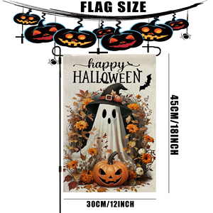 Personnalisé 12x18 ''Halloween Jardin Drapeau Durable Numérique Imprimé Polyester <span class=keywords><strong>Toile</strong></span> <span class=keywords><strong>De</strong></span> <span class=keywords><strong>Jute</strong></span> Double Face <span class=keywords><strong>Fanion</strong></span> Style - Product Image 2