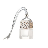 Diffuseur d'arômes en verre transparent carré de 5 ml, flacon vide pour parfum de voiture avec couvercles en bois, rafraîchisseur d'air