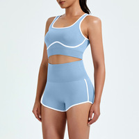 Ensemble de yoga respirant pour femme, grande taille, avec débardeur à dos uni et short, extensible dans les quatre sens, coupe ajustée, effet push-up fessier, moulant