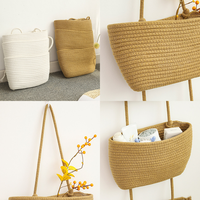Accueil panier tissé suspendu à trois couches panier de rangement en corde de coton fait main