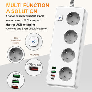 Regleta de alimentación a prueba de explosiones GaN estándar de la UE con <span class=keywords><strong>interruptor</strong></span> de control principal Regleta de alimentación multipuerto de carga rápida de 4 enchufes - Product Image 4