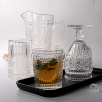 Verre à vin vintage en verre transparent avec bordure dorée en relief, verrerie vintage pour mariage et fête