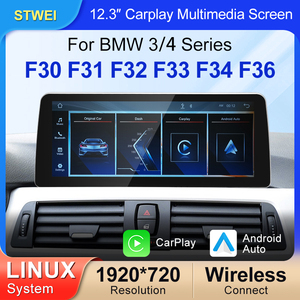 STWEI จอไร้สายขนาด 12.3 นิ้ว รองรับ AUTO CarPlay สำหรับรถยนต์ BMW ซีรีส์ 3/4 รุ่น F30 F31 F32 F33 ระบบ EVO Linux พร้อมบลูทูธ DSP และหน้าจอสัมผัส - Product Image 2