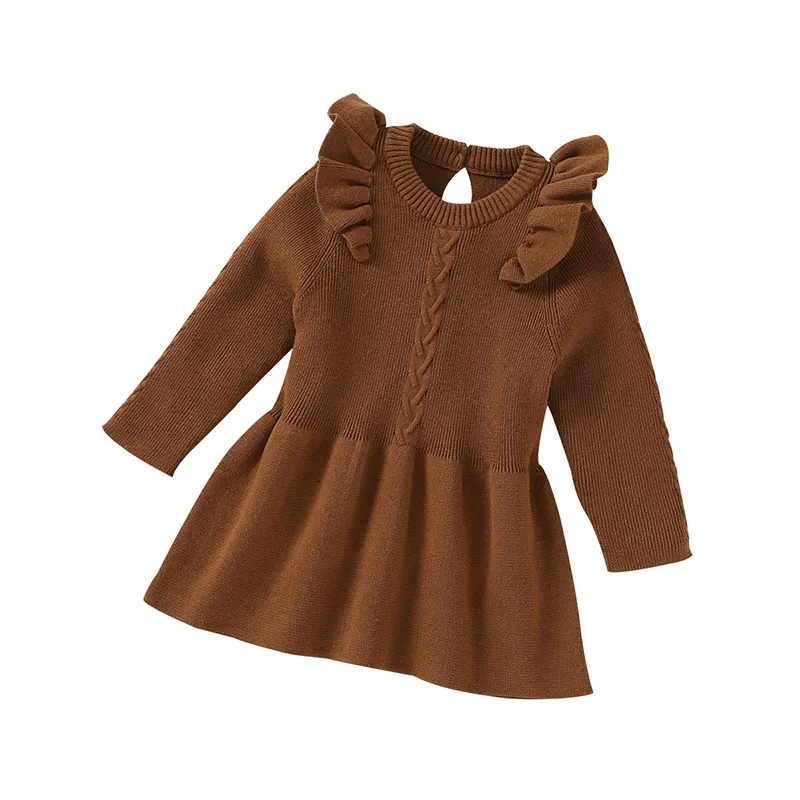 아기 소녀 드레스 Mimixiong 100% 코튼 니트 유아 Bebes 솔리드 컬러 가을 겨울 a 라인 Pleated 스웨터 드레스