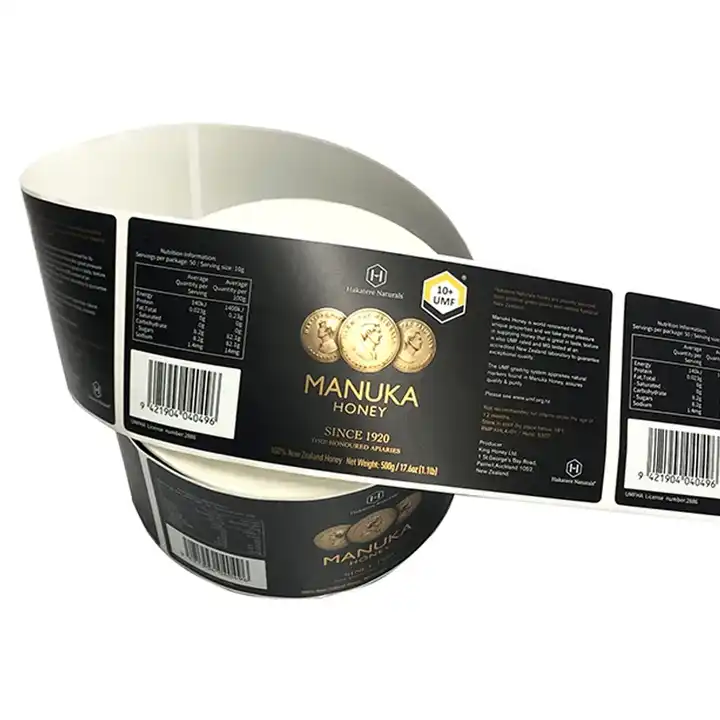 Custom Food Waterproof Adhesive Vinyl Sticker Roll Metallic Packaging Product Logo Printing ...